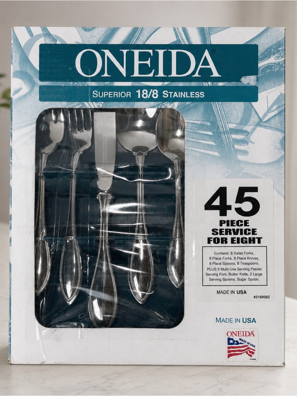 Vintage Oneida 18/8 Stainless USA 42 Piece Service for 8 AMERICAN HARMONY/ARBOR